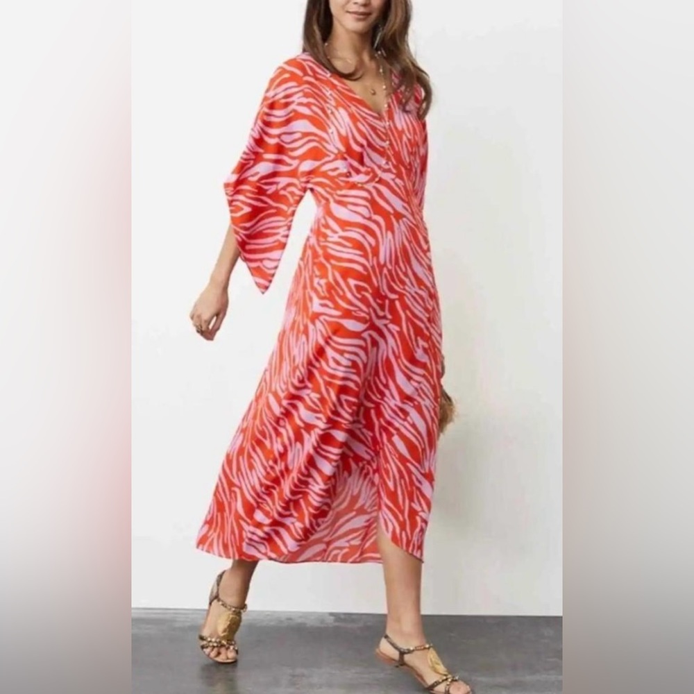 CAbi Red and White Maxi Dress